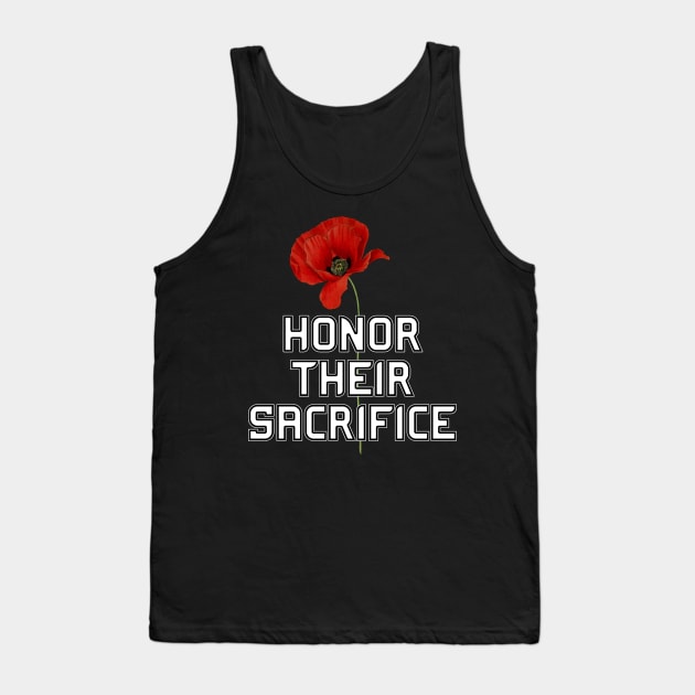 Honor Their Sacrifice Memorial with Red Poppy Flower (MD23Mrl006) Tank Top by Maikell Designs